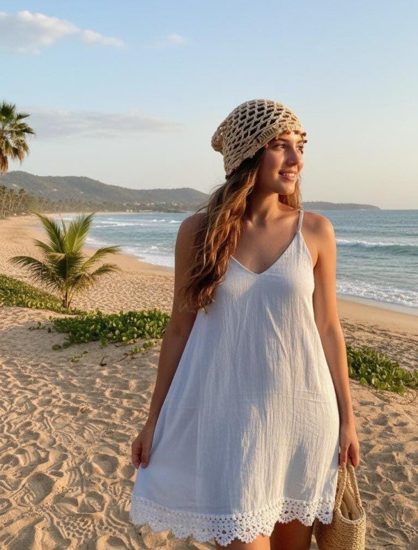 Producto - Vestido Solero con Puntilla de Crochet