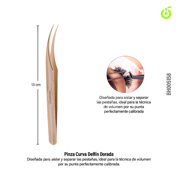 Producto - Pinza Curva Delfín Dorada (BH005158) CHERIMOYA