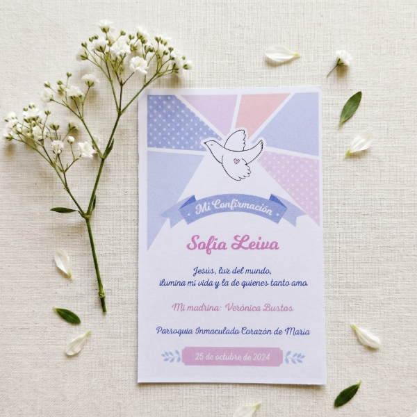 Producto - Diseño de Estampitas - Modelo Palomita