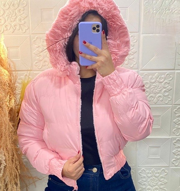Producto - Puffer reversible importada rosa