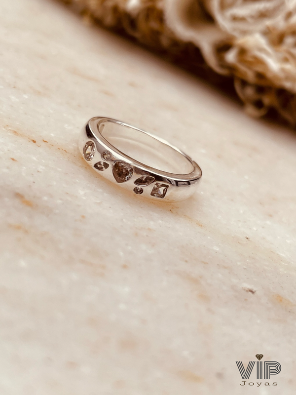 Producto - Anillo Corazón Cubics Blancos Acero Blanco
