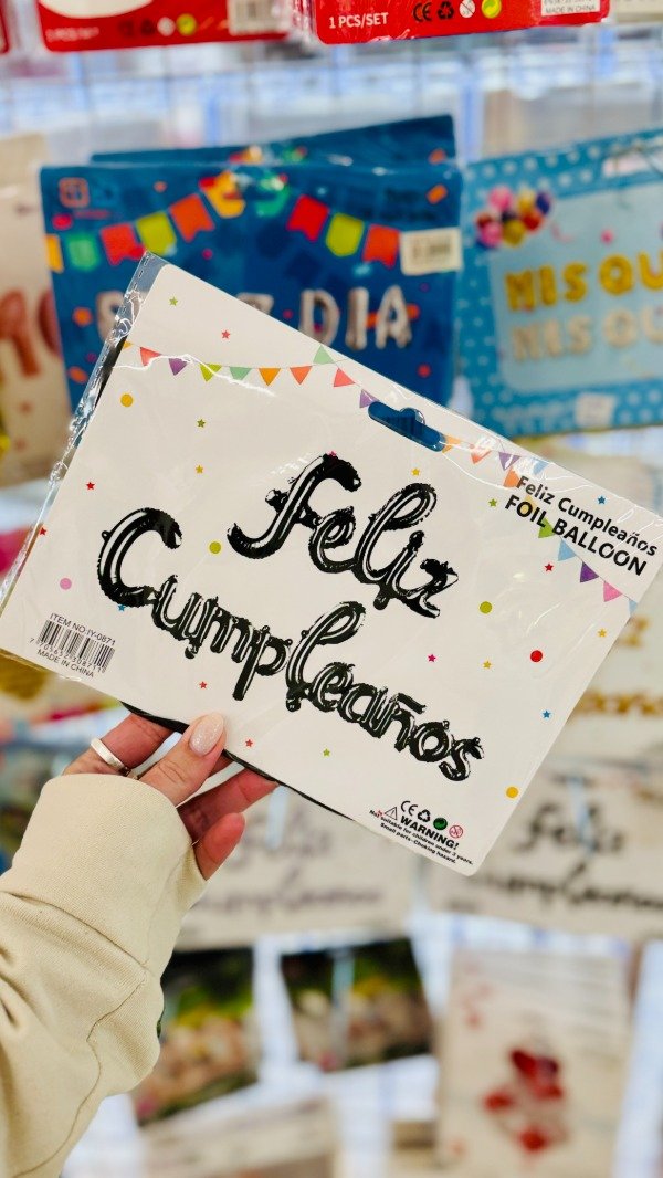 Producto - Globo metalizado set FELIZ CUMPLEAÑOS negro