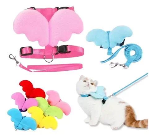 Producto - CORREA Y PRETAL CON ALAS PARA PERRO PEQUEÑO O GATO 30 X 9CM