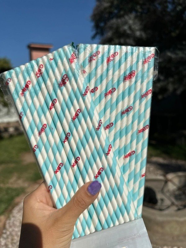 Producto - Sorbete Polipapel Rayados x 20 u. VERDE AGUA