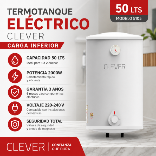 Producto - TERMOTANQUE ELÉCTRICO CLEVER 50 LTS - MODELO 5105