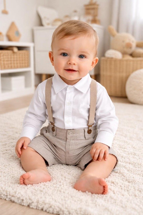 Producto - Body camisa de bebe mangas largas liso blanco