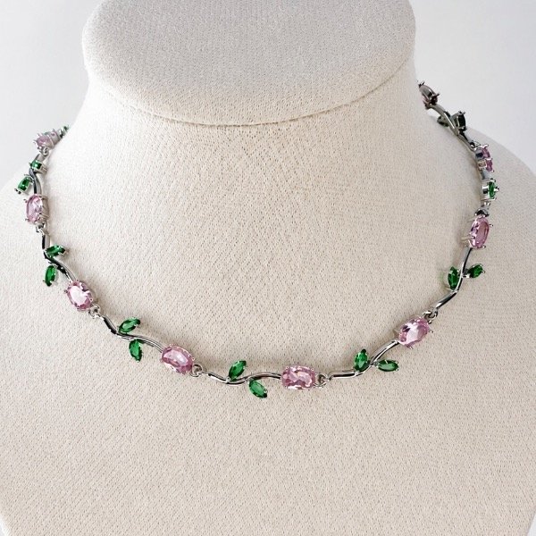 Producto - Gargantilla Gardenia Tulipán Silver Pink-Enchapado en oro 18k
