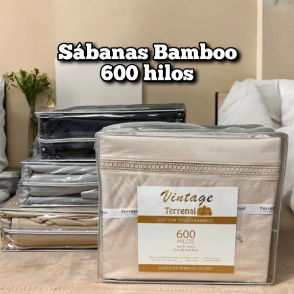 Producto - Sabanas Bamboo 600 hilos Vintage Terrenal Queen
