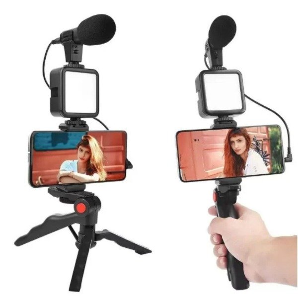 Producto - SOPORTE ESTABILIZADOR CON LUZ Y MICROFONO PARA CELULAR