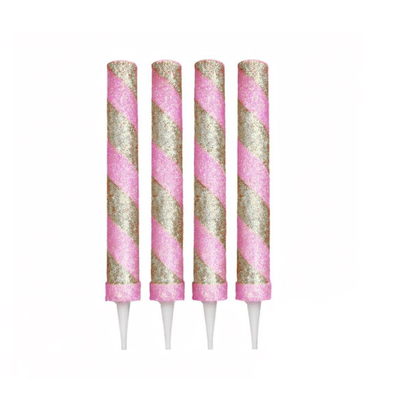 Producto - Bengala espiral con brillo x6un color rosa y plateado