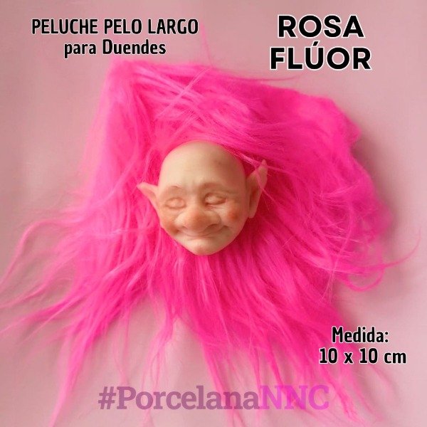 Producto - Peluche pelo largo para duende ROSA FLUOR