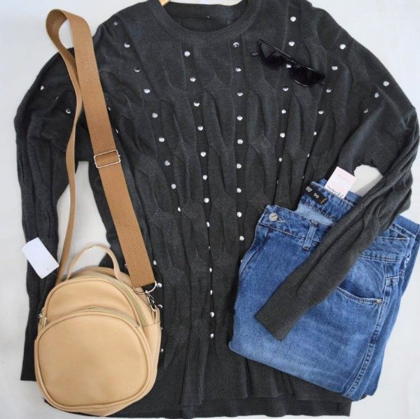 Producto - Sweater tachas gris topo 6839