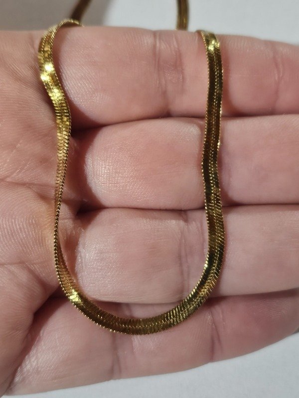 Producto - Cadena plana dorada 3mm (40+5 cm)