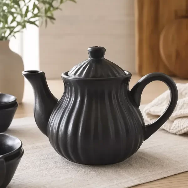 Producto - Tetera Cafetera Cerámica Estilo Vintage 1 Litro Negro
