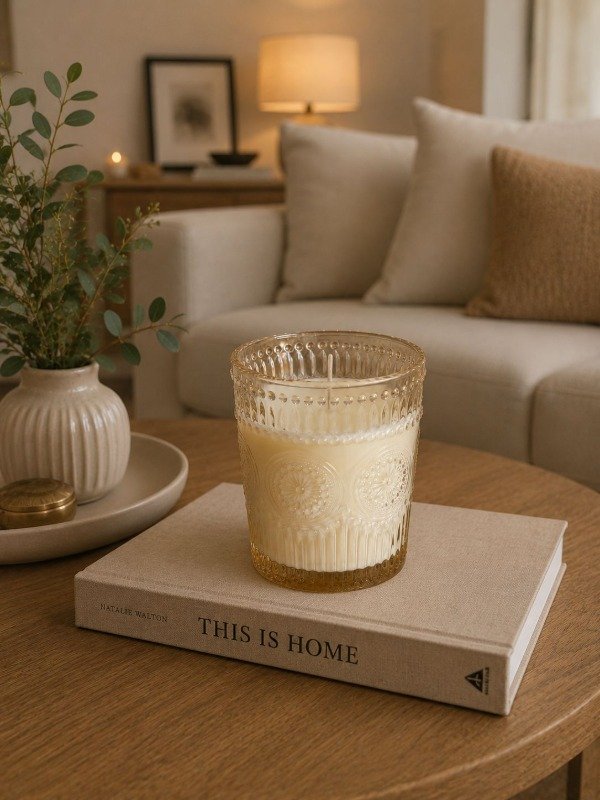 Producto - Vela vaso arabescos dorado