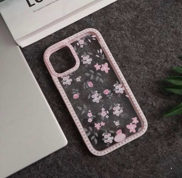 Producto - Funda FLOWERS borde rosa (Iphone 15 Pro Max)