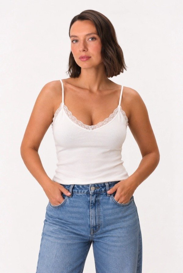 Producto - MUSCULOSA DE MORLEY CON PUNTILLAS