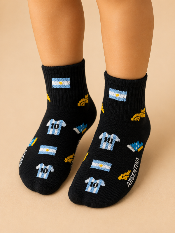 Producto - MEDIAS INFANTILES ARG ICONOS NEGRO