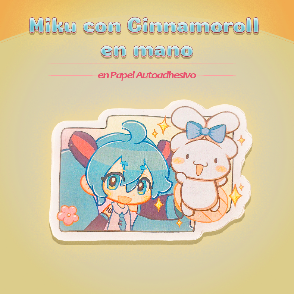 Producto - Miku c/Cinna en mano (sticker)