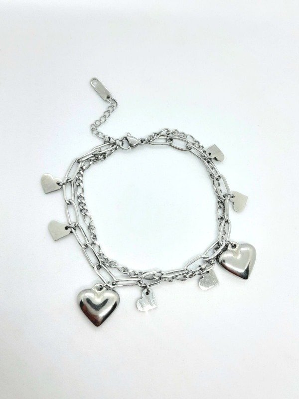 Producto - Pulsera doble con dijes corazón