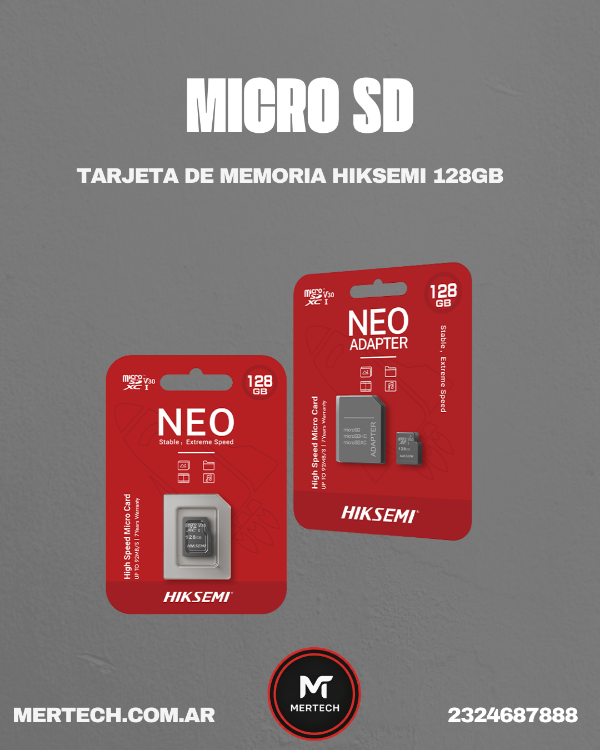 Producto - MicroSD HIKSEMI 128Gb NEO PLUS p/camaras videovigilancia (6331)