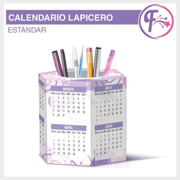 Producto - Calendario Lapicero Imprimible Lila Y Rosa