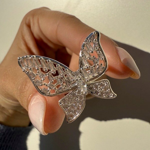 Producto - Anillo Acero Blanco Premium Mariposa Big