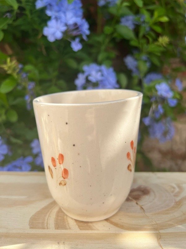Producto - Pocillo Ceramica Premium Flores naranjas