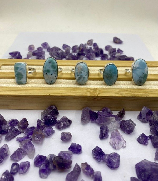 Producto - Anillo Regulable Baño en Plata de Piedra Larimar