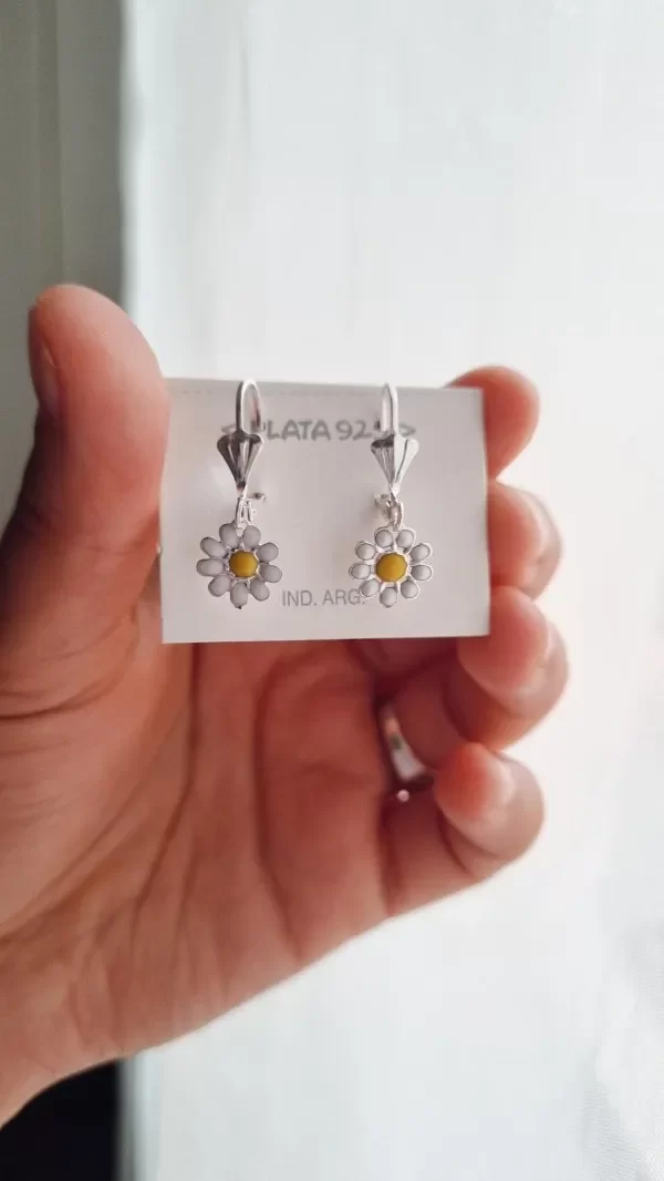 Producto - Aros brusura plata 925 margaritas