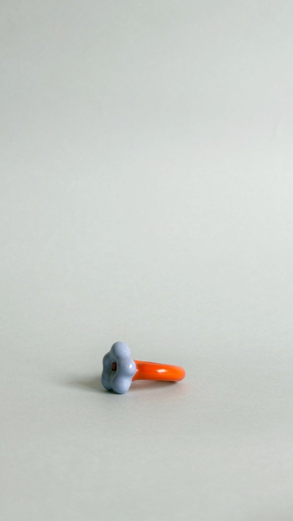 Producto - Anillo flor celeste y naranja 1 - 1