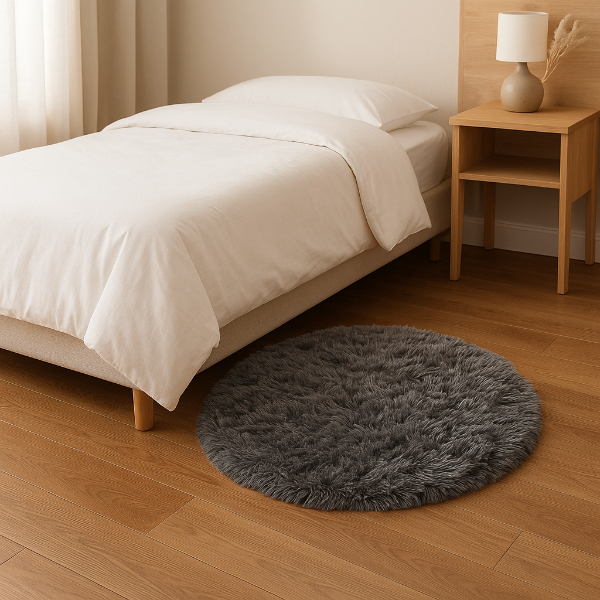 Producto - Alfombra Nórdica Redonda Peluda con antideslizante 60cm