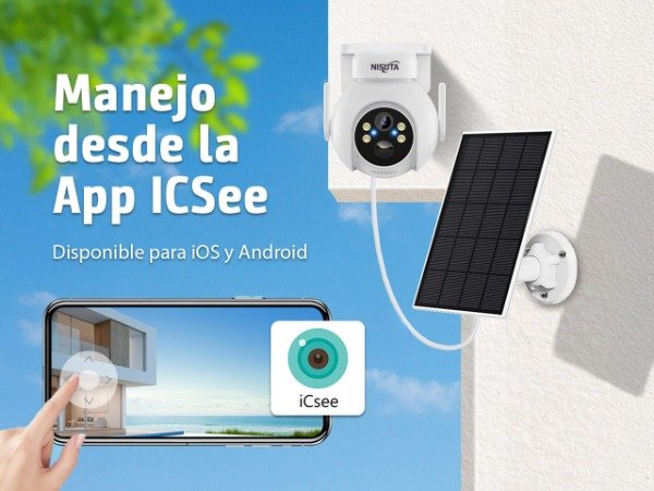Producto - Camara De Seguridad IP WiFi Exterior Solar Nisuta NSIC72S Lente 4MP 2K - 5
