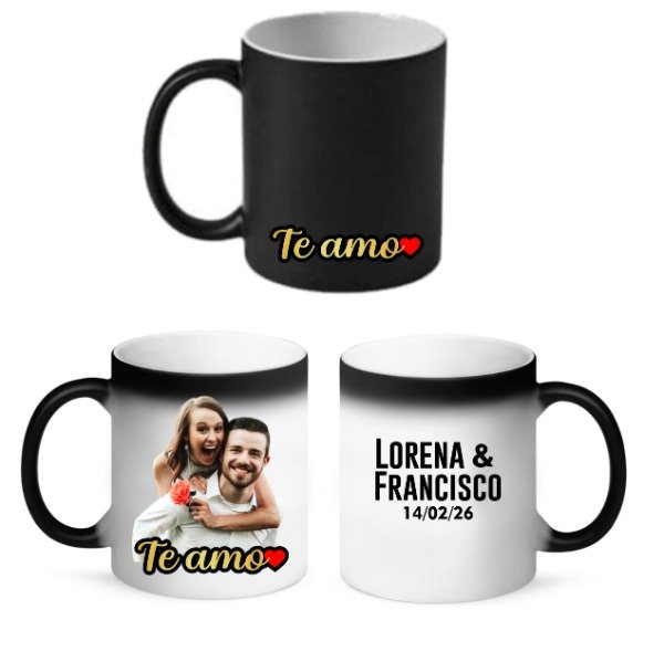 Producto - Taza Magica 3d texto 3D con foto  San Valentin Día de los novios