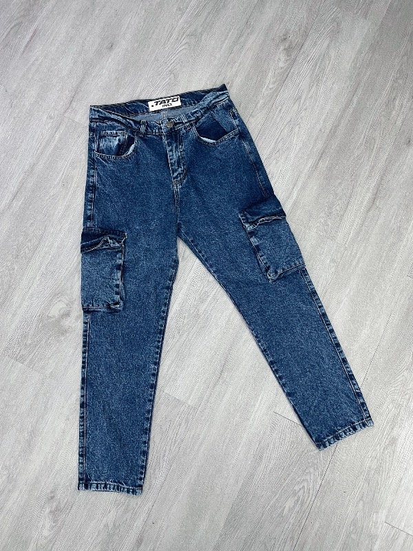 Producto - JEANS CARGO MOM AZUL