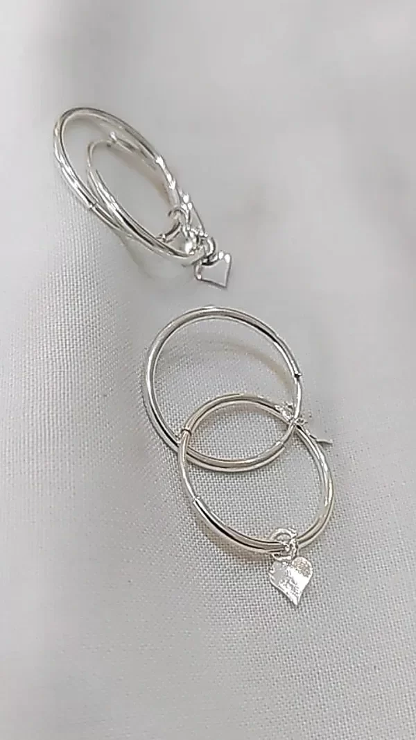 Producto - Argolla de Plata 925 fina (2 cm diametro) dije corazon