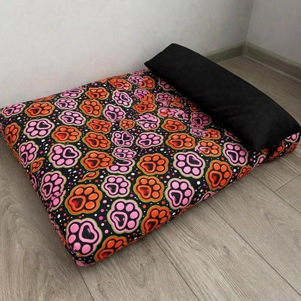 Producto - Colchonetas Rectangular con Almohadon Huellas Naranjas - 1