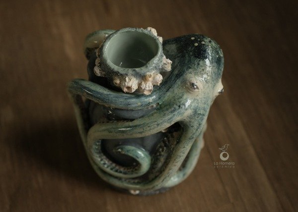 Producto - Candelabro De Cerámica Pulpo Escultura Artesanal Decoración - 2