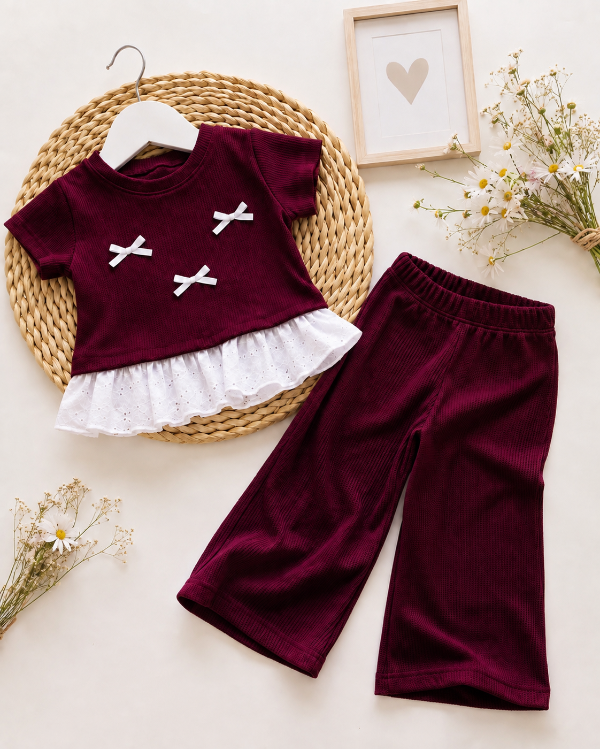 Producto - CONJUNTO PILAR BORDO (REMERA + PALAZO)