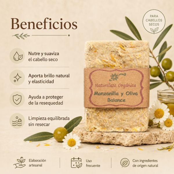 Producto - Champú Sólido Manzanilla y Oliva Balance - para Cabellos Secos - 1
