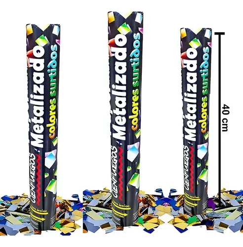 Producto - CAÑON CARIOCA METALIZADO MULTICOLOR CADENACI 40 CM