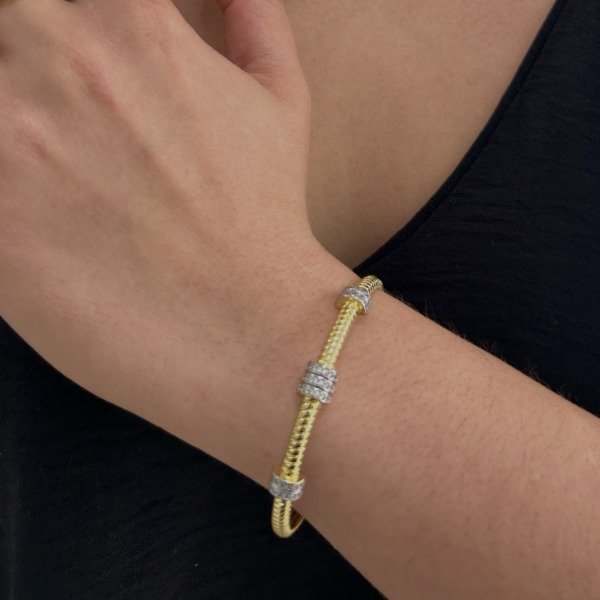 Producto - Pulsera esclava semi abierta 3 donas m. pavé