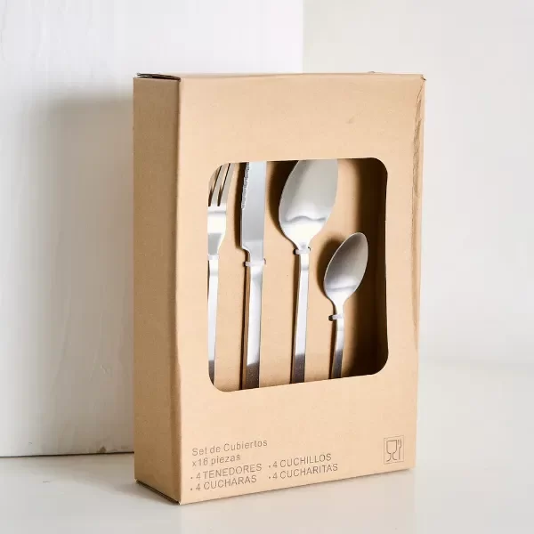 Producto - Set de Cubiertos Acero Inoxidable opaco 16 Piezas para 4 Personas