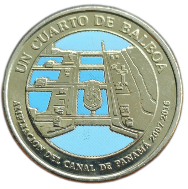 Producto - Panama 25 Cents (color) Canal de Panama Km#157 Unc