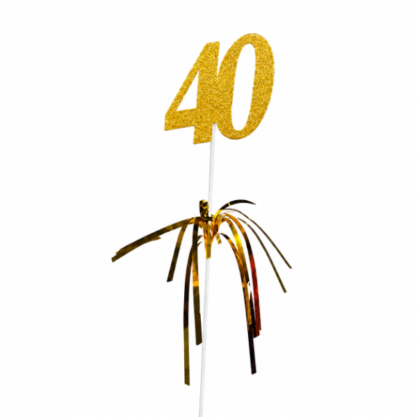 Producto - PINCHE PARA TORTA 40 años DORADO