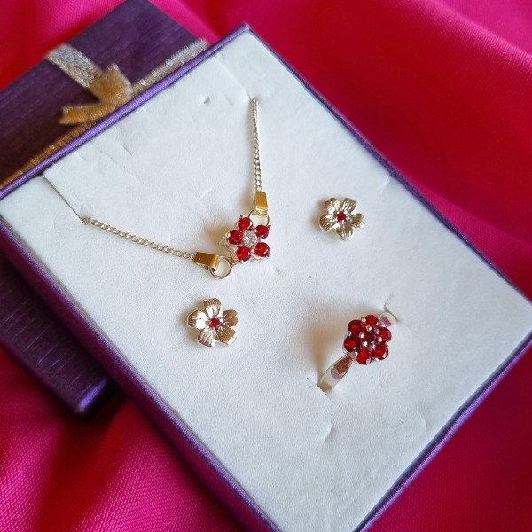 Producto - Combo Para Mamá: 4 Joyas Flor con Piedra