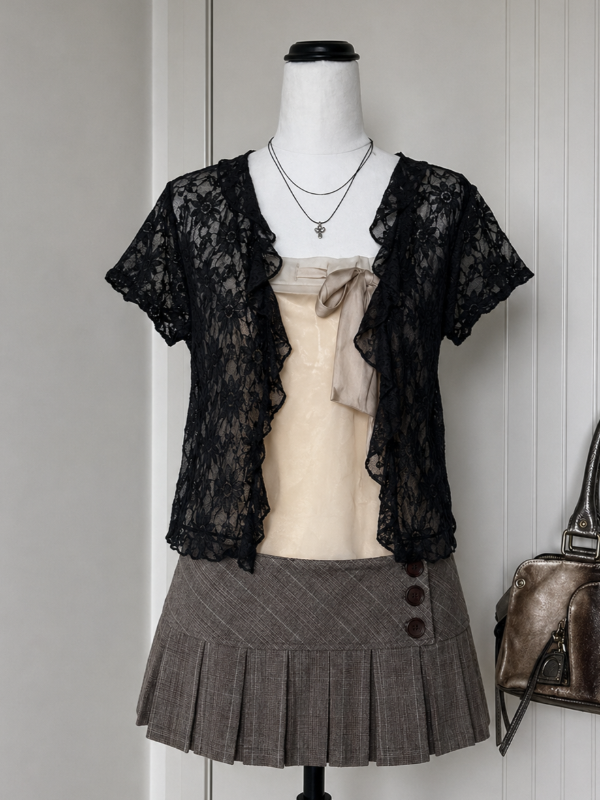 Producto - Saquito con Volados Negro Talle M N21