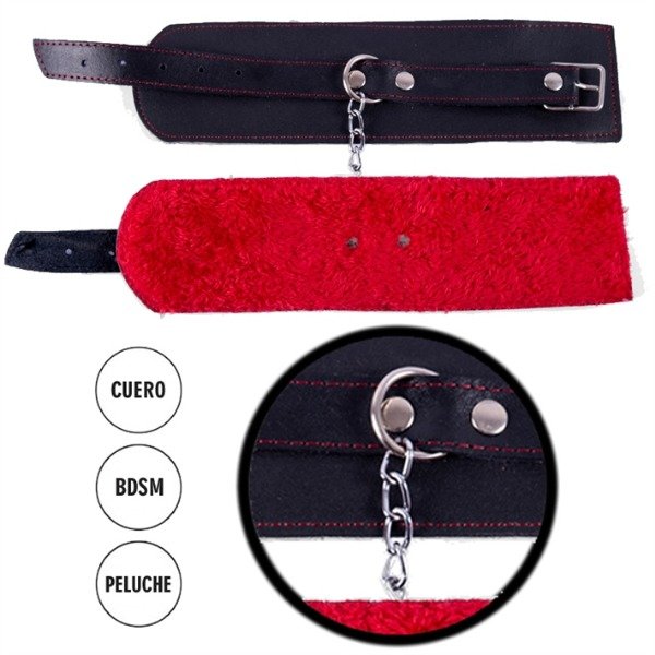 Producto - Esposas De Cuero Negro Con Peluche