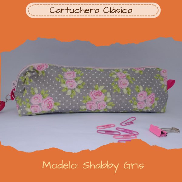 Producto - Cartuchera  Clásica "Shabby Gris"
