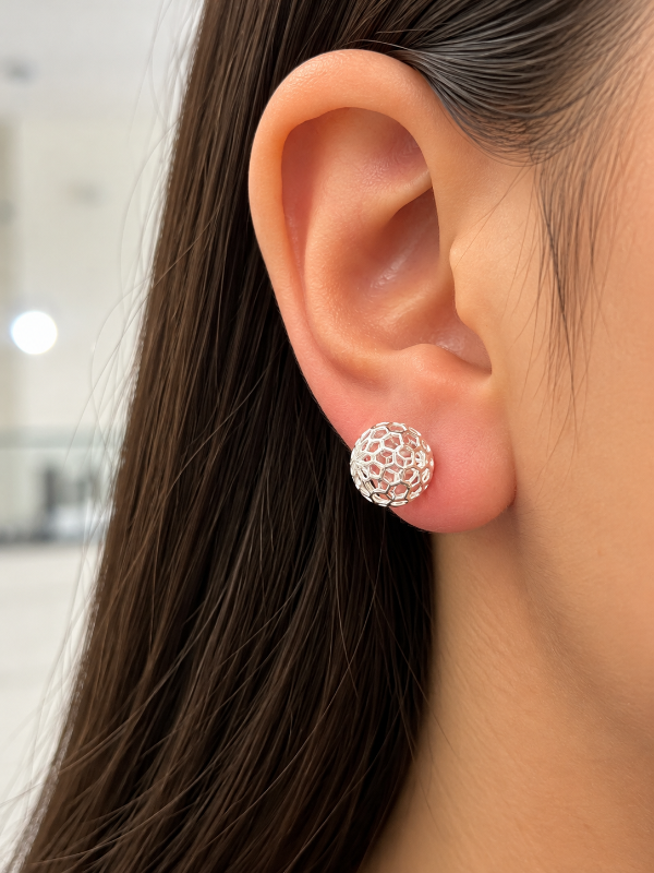 Producto - Aro pasante boli con detalles abiertos en plata 925